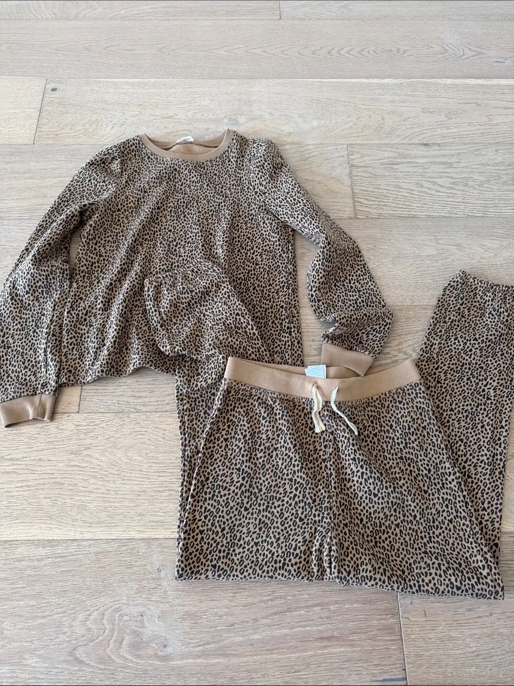 Crewcuts Leopard-Print Pajama Set in Brown and Black